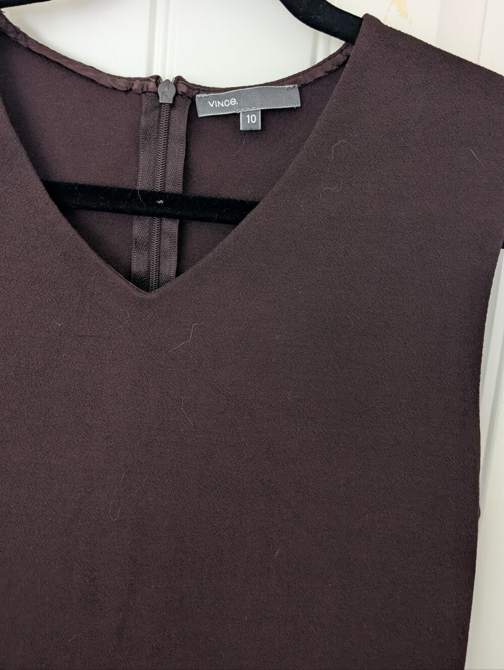 Sleeveless V-Neck Chocolate Brown Shift Dress 6 - Picture 3 of 6